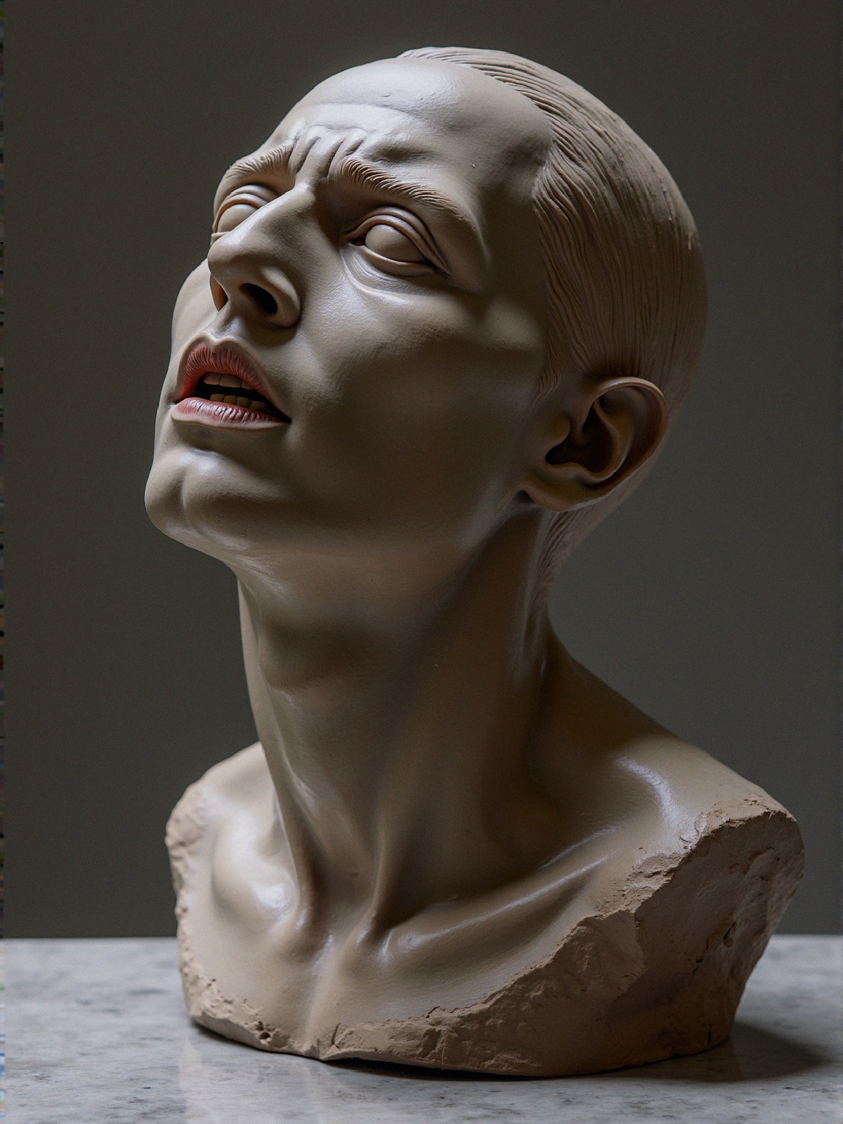 Sculpted Bust with Elongated Neck and Detailed Features