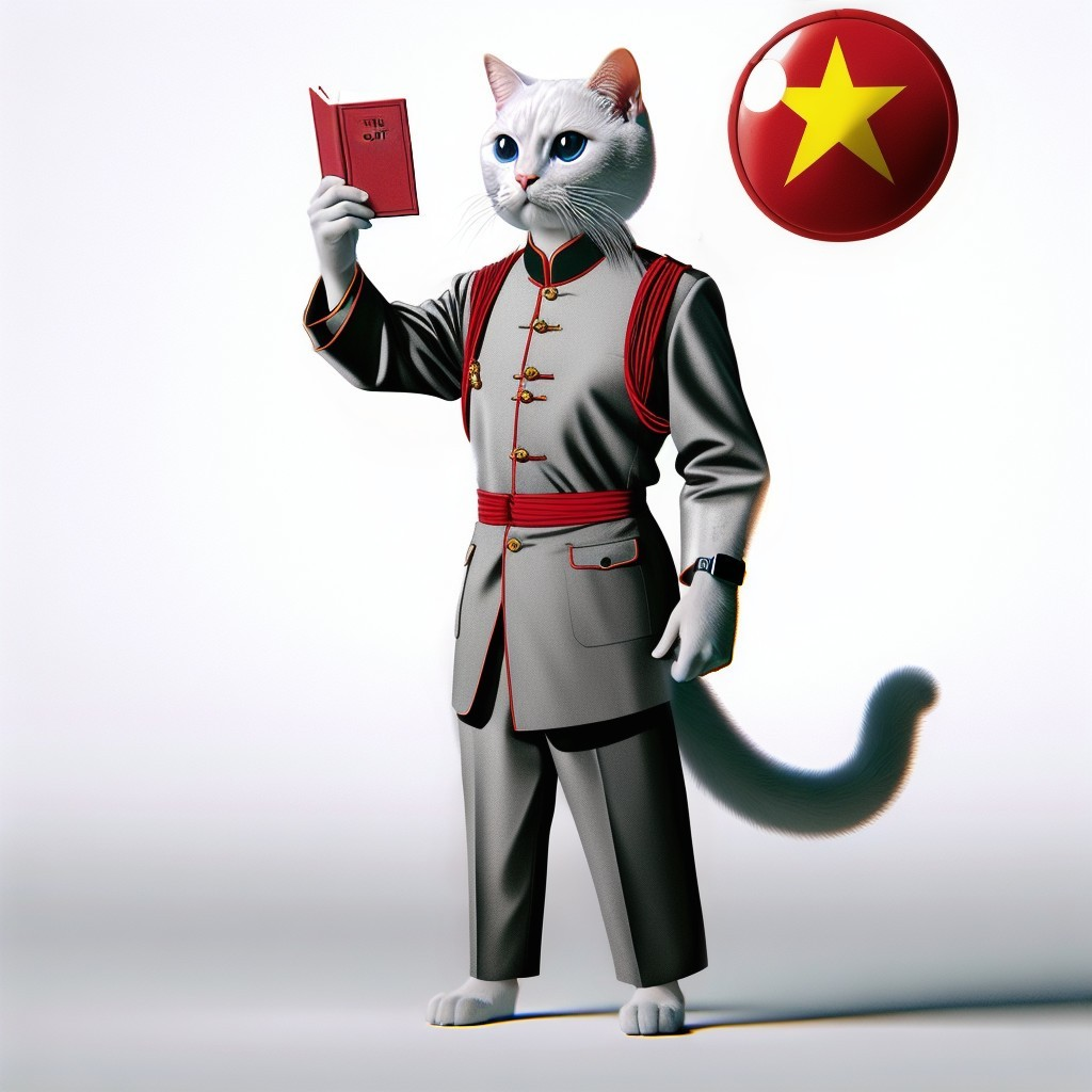 Anthropomorphic Cat in Military Uniform with Emblem