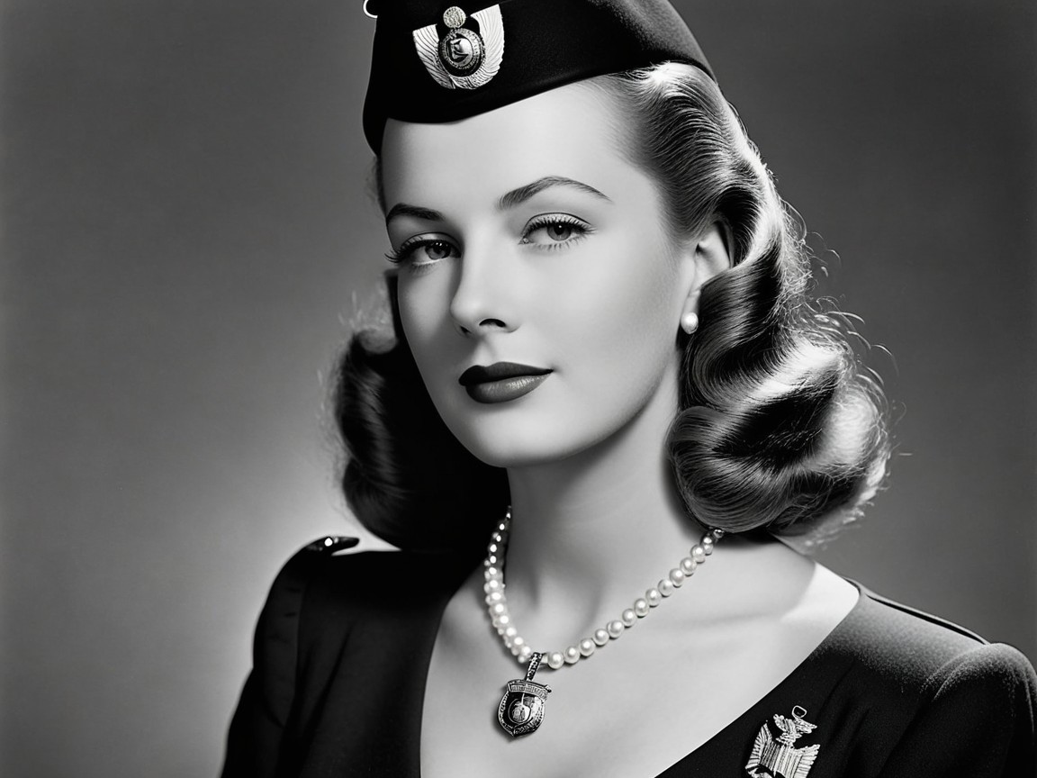Vintage Black-and-White Portrait of Glamorous Woman