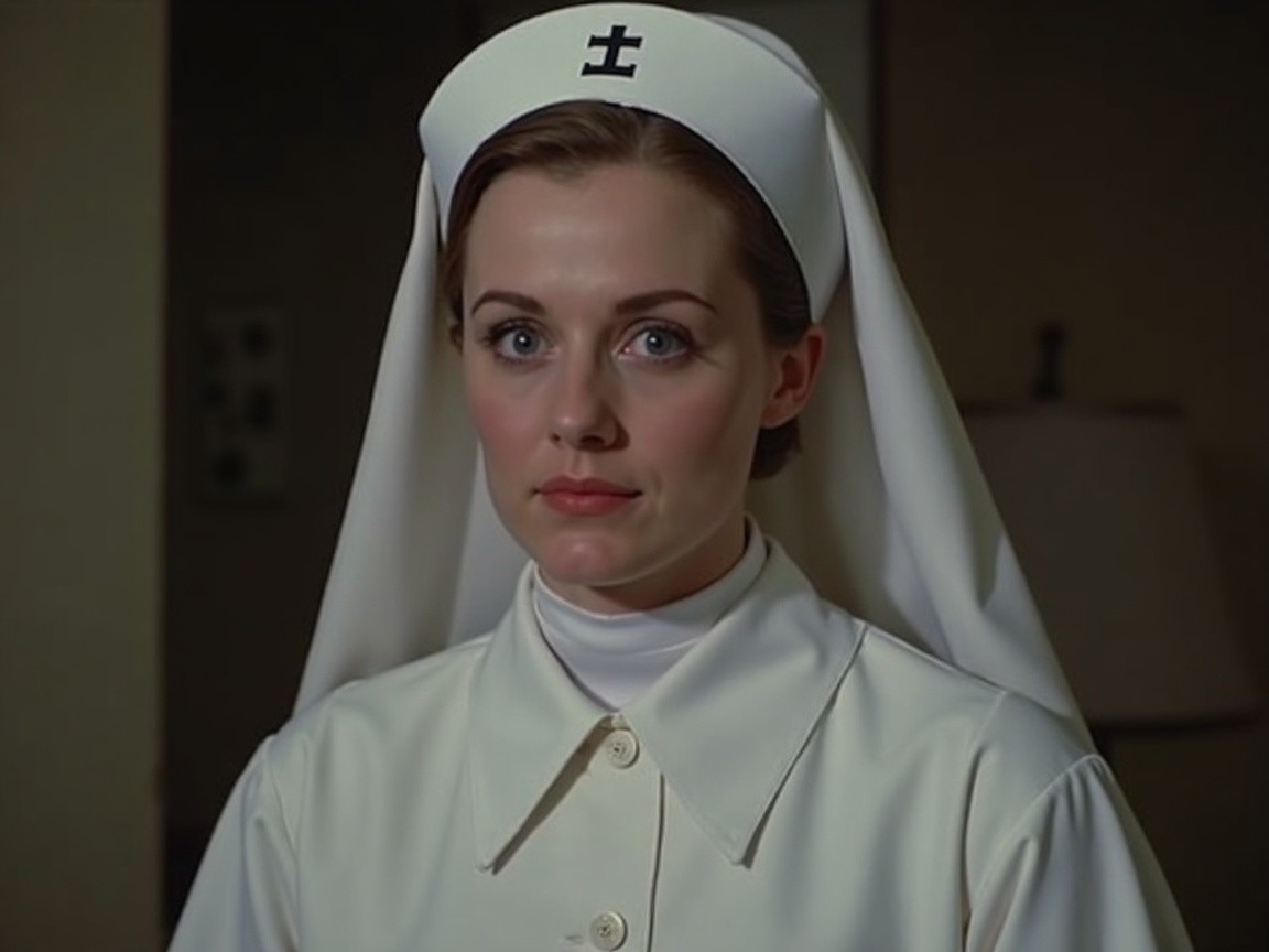 Nurse in White Uniform with Cross Symbol in Care Setting