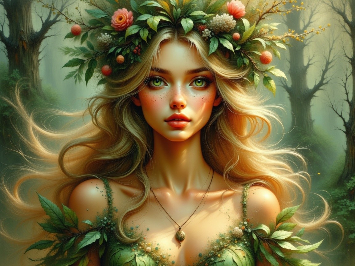 Mystical Figure in an Enchanted Forest Setting