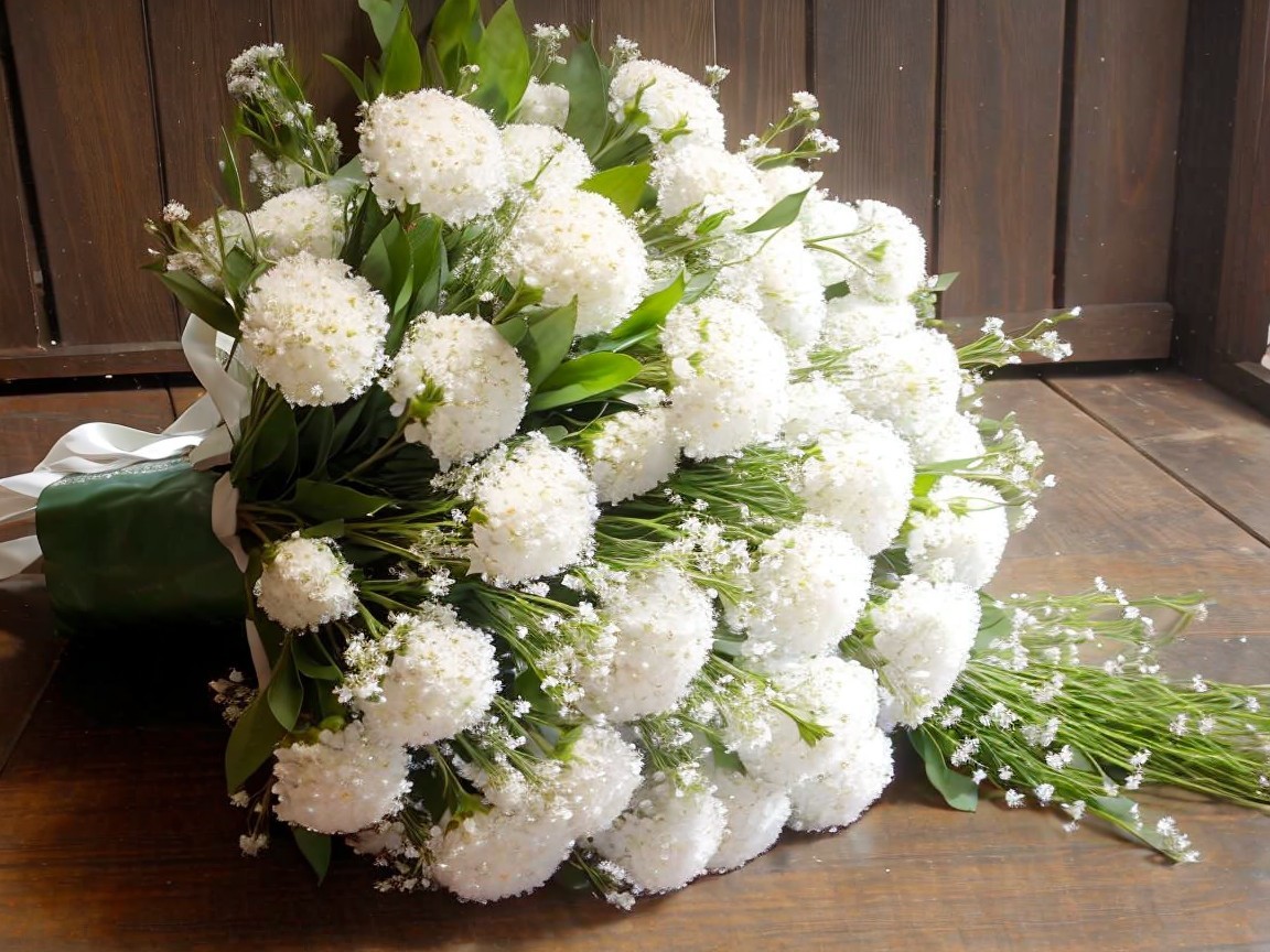 Elegant Bouquet of White Flowers with Green Foliage