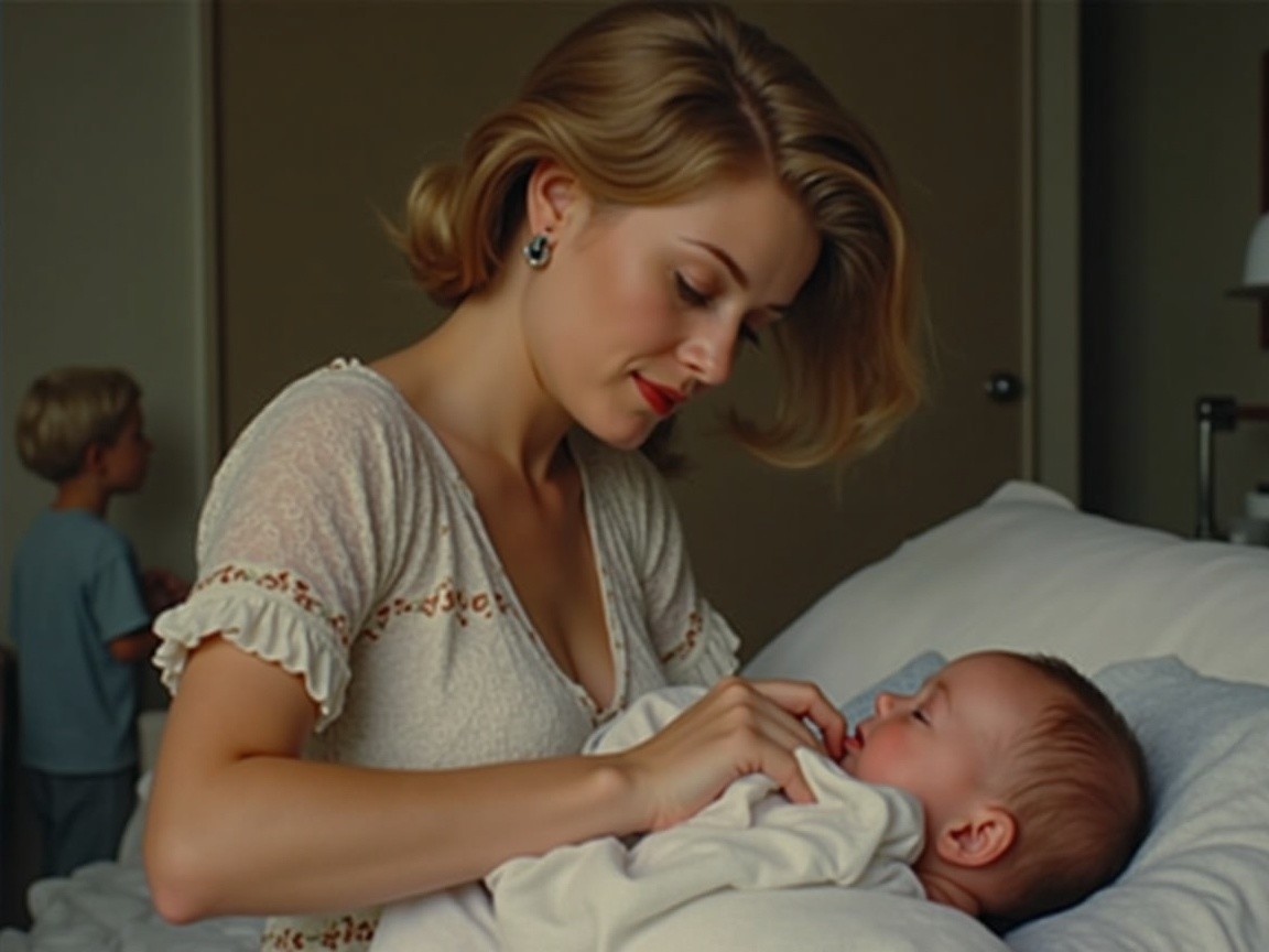Tender Family Moment in Softly Lit Room