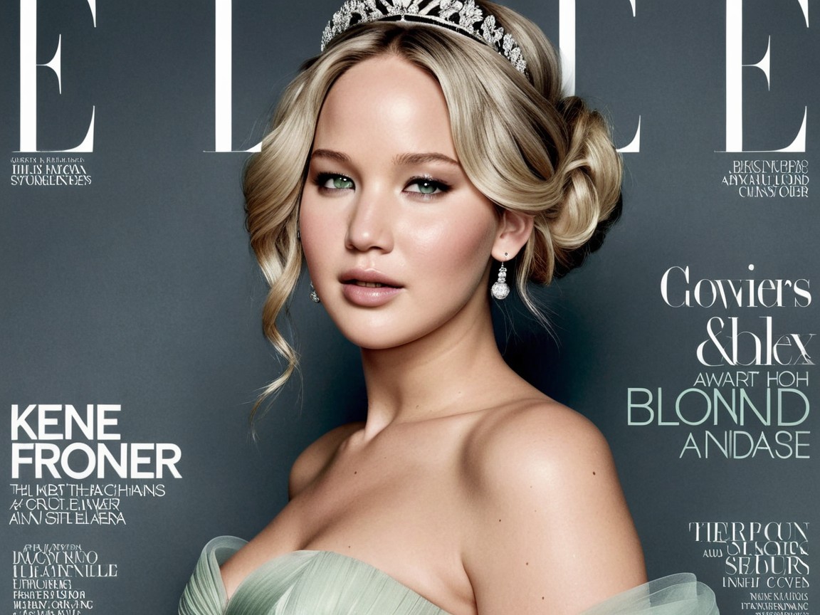 Glamorous Magazine Cover with Elegant Woman and Tiara