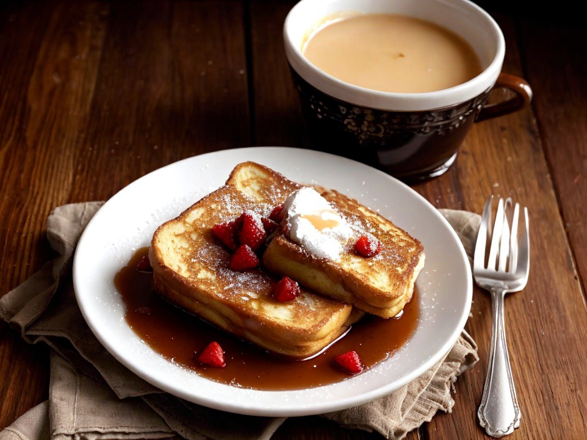 Cozy Breakfast Scene with French Toast and Coffee