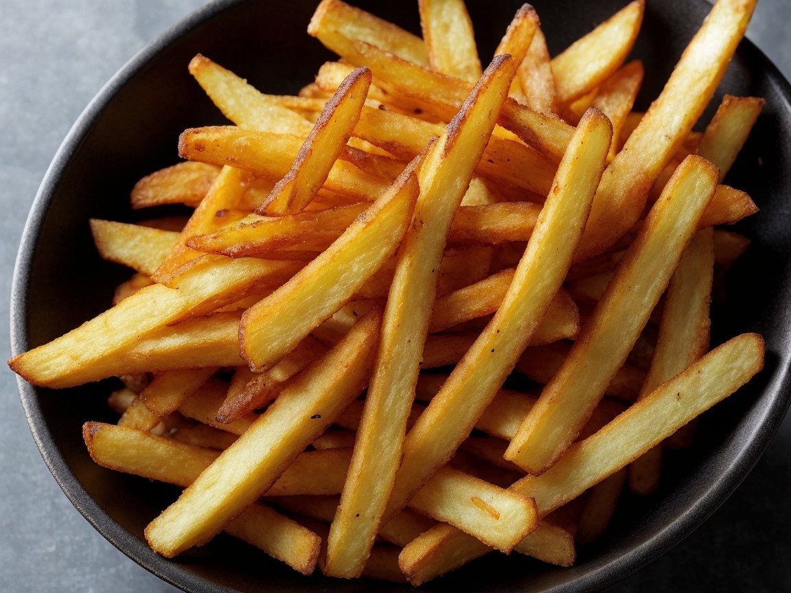 Golden-Brown Crispy French Fries in a Bowl