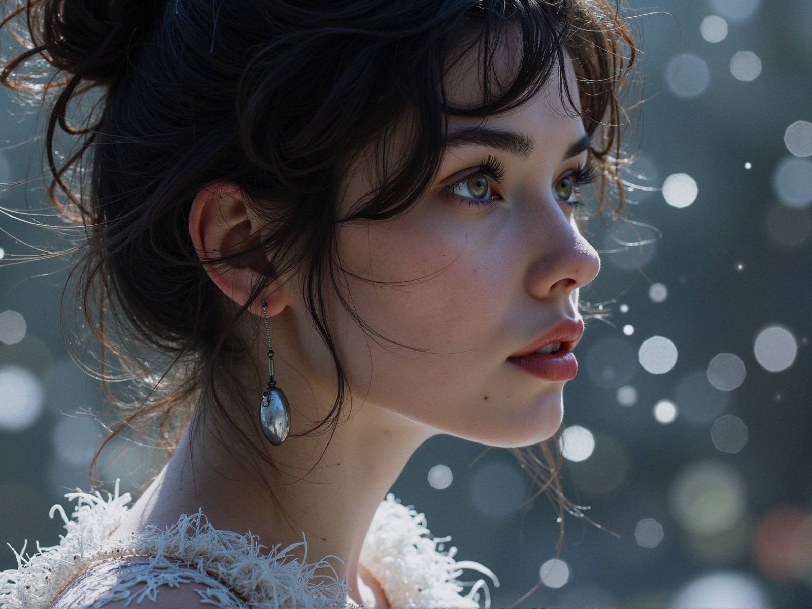 Young woman in natural light with serene expression