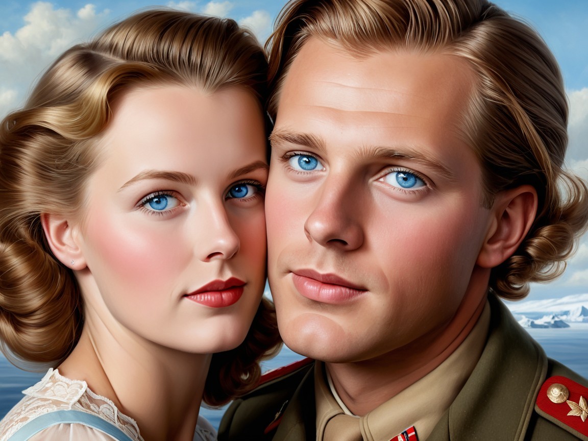 Close-up Portrait of a Military Couple with Blue Eyes