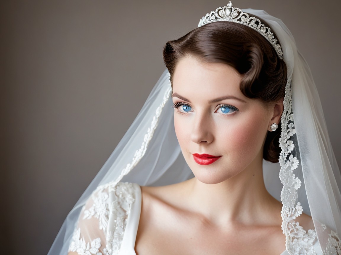 Elegant Bride with Vintage-Inspired Makeup and Veil