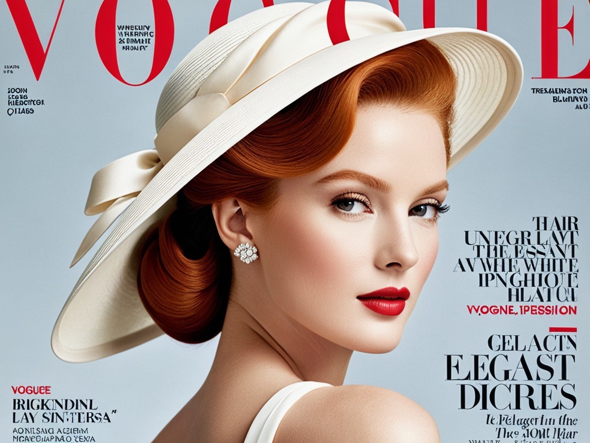Glamorous Magazine Cover with Elegant Model and Hat