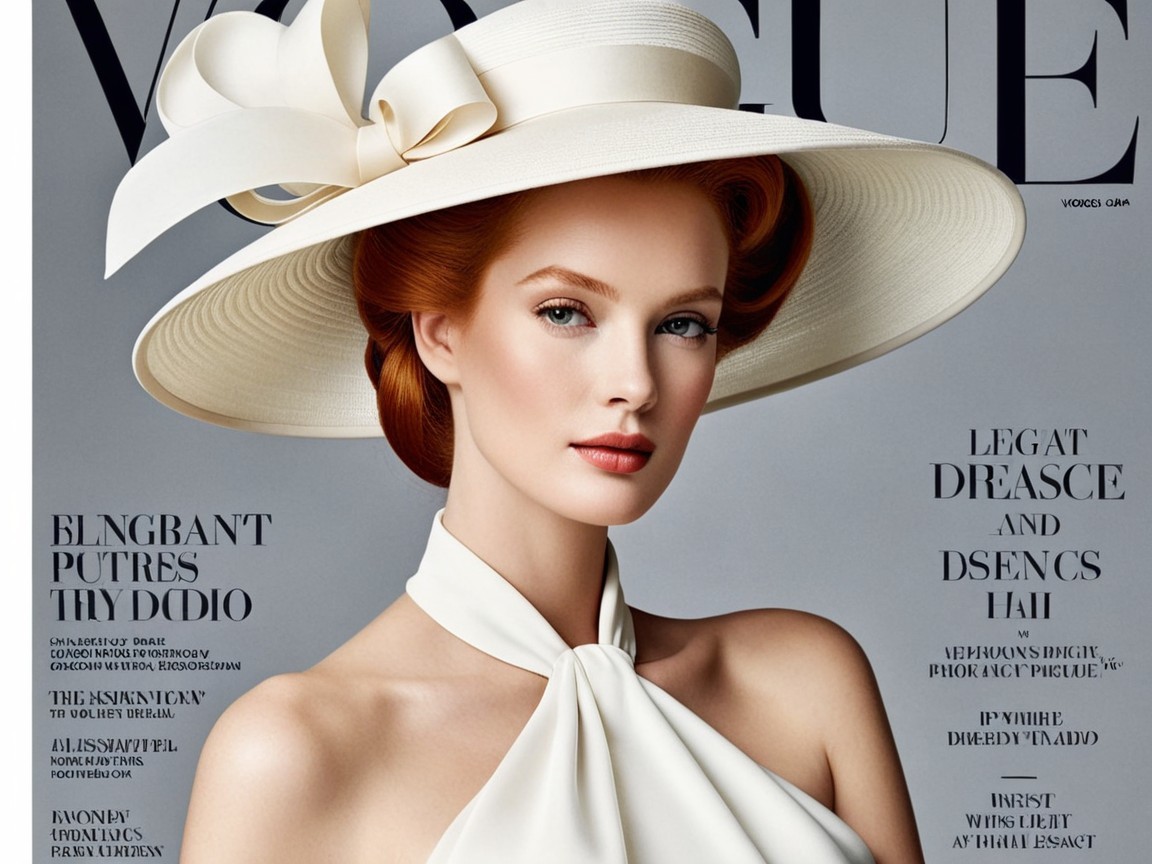 Fashion Magazine Cover with Elegant Model and Hat