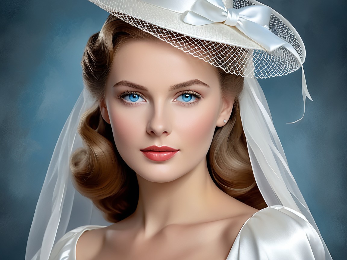 Elegant Bridal Portrait with Vintage Hairstyle and Veil