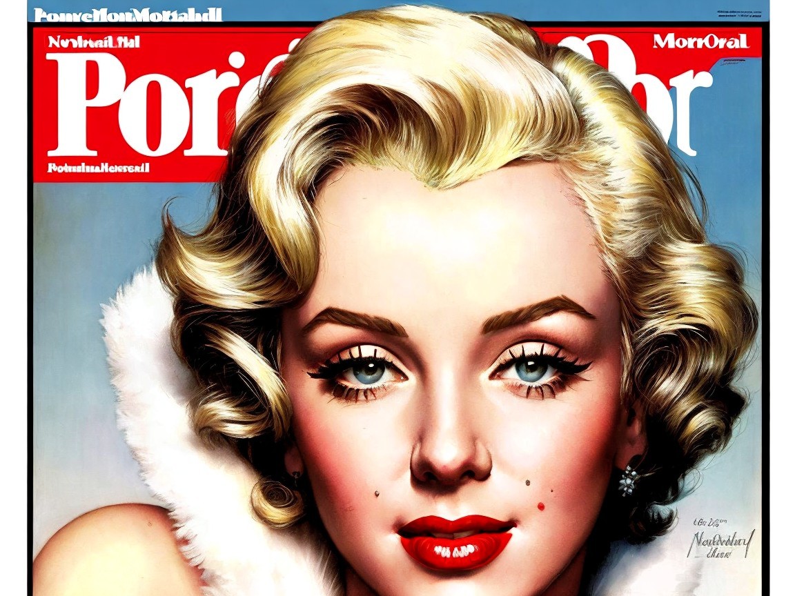 Vibrant Portrait of Glamorous Woman on Magazine Cover