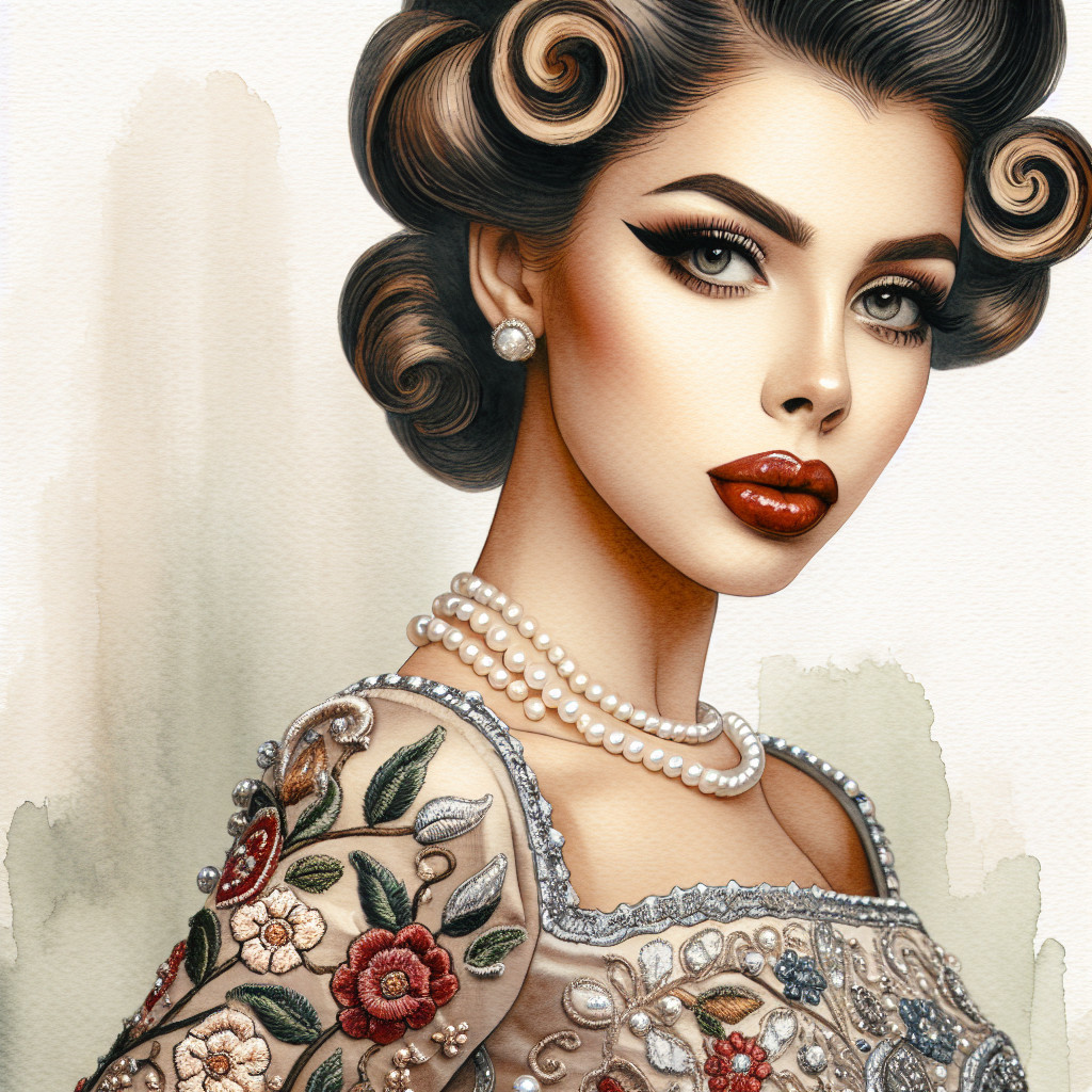 Glamorous Vintage Hairstyle and Elegant Dress Details