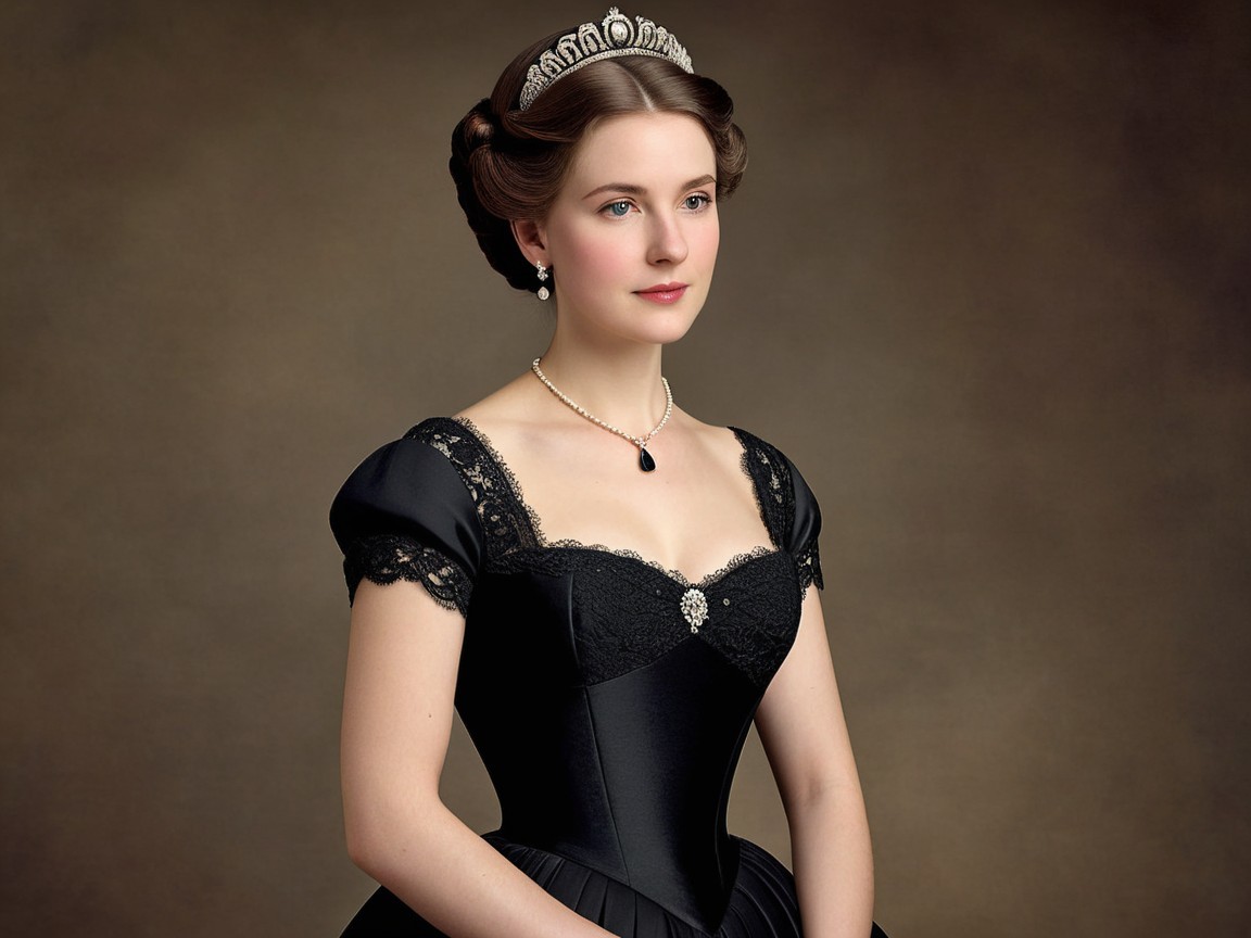 Elegant portrait of a woman in a black gown