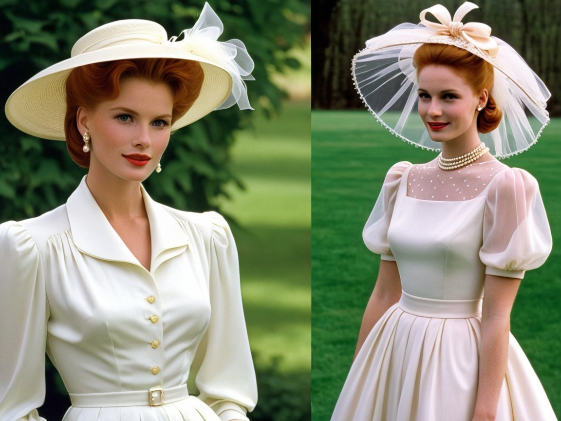 Elegantly Dressed Women in Classic White Outfits
