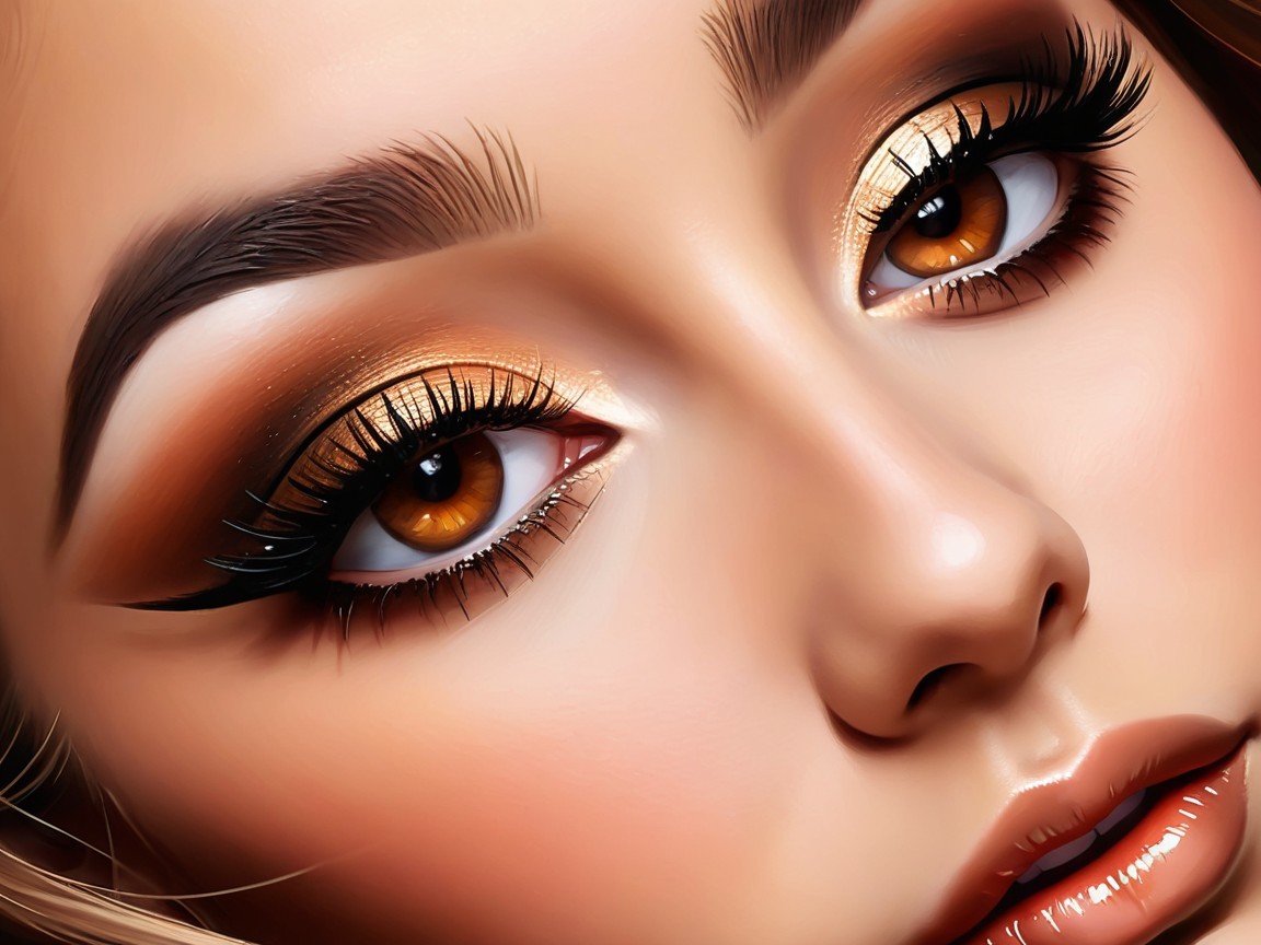 Close-up of a woman's face with striking features