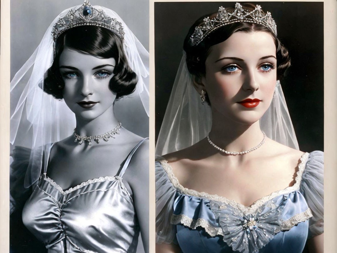 Glamorous Vintage Portraits of a Woman in Elegant Gowns