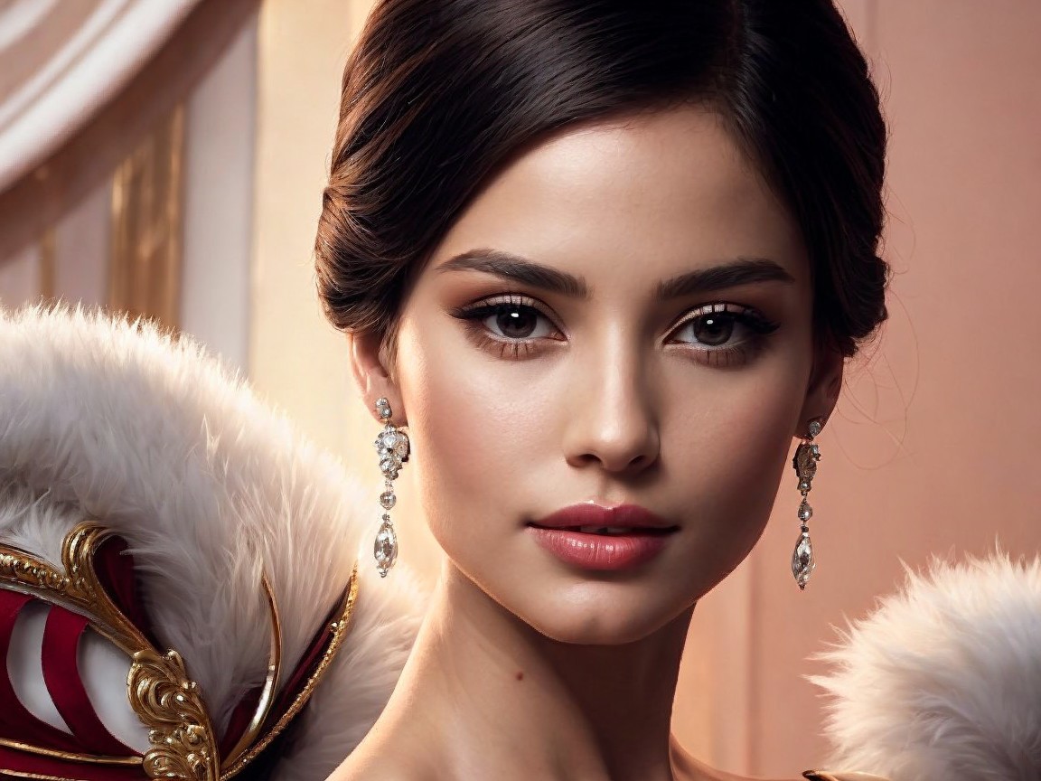 Close-Up Portrait of a Young Woman with Elegance