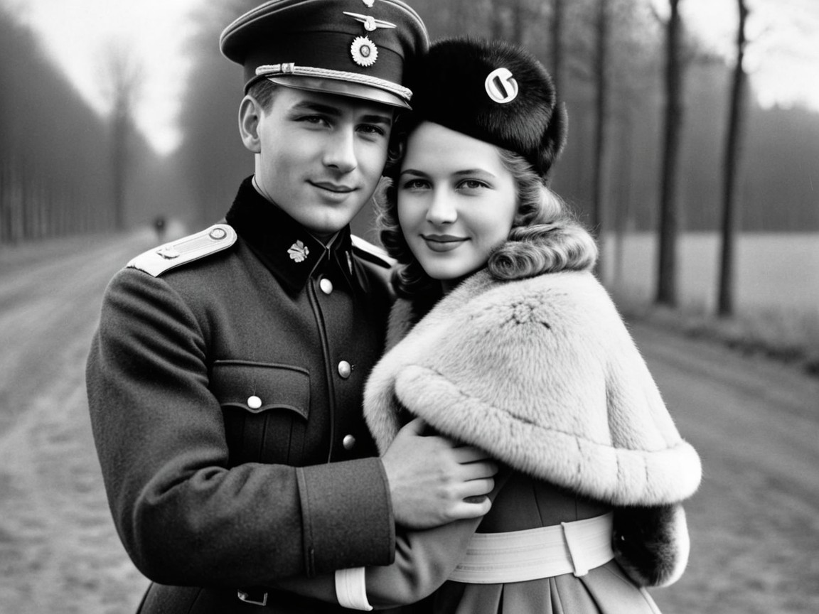 Vintage Black-and-White Photograph of a Young Couple