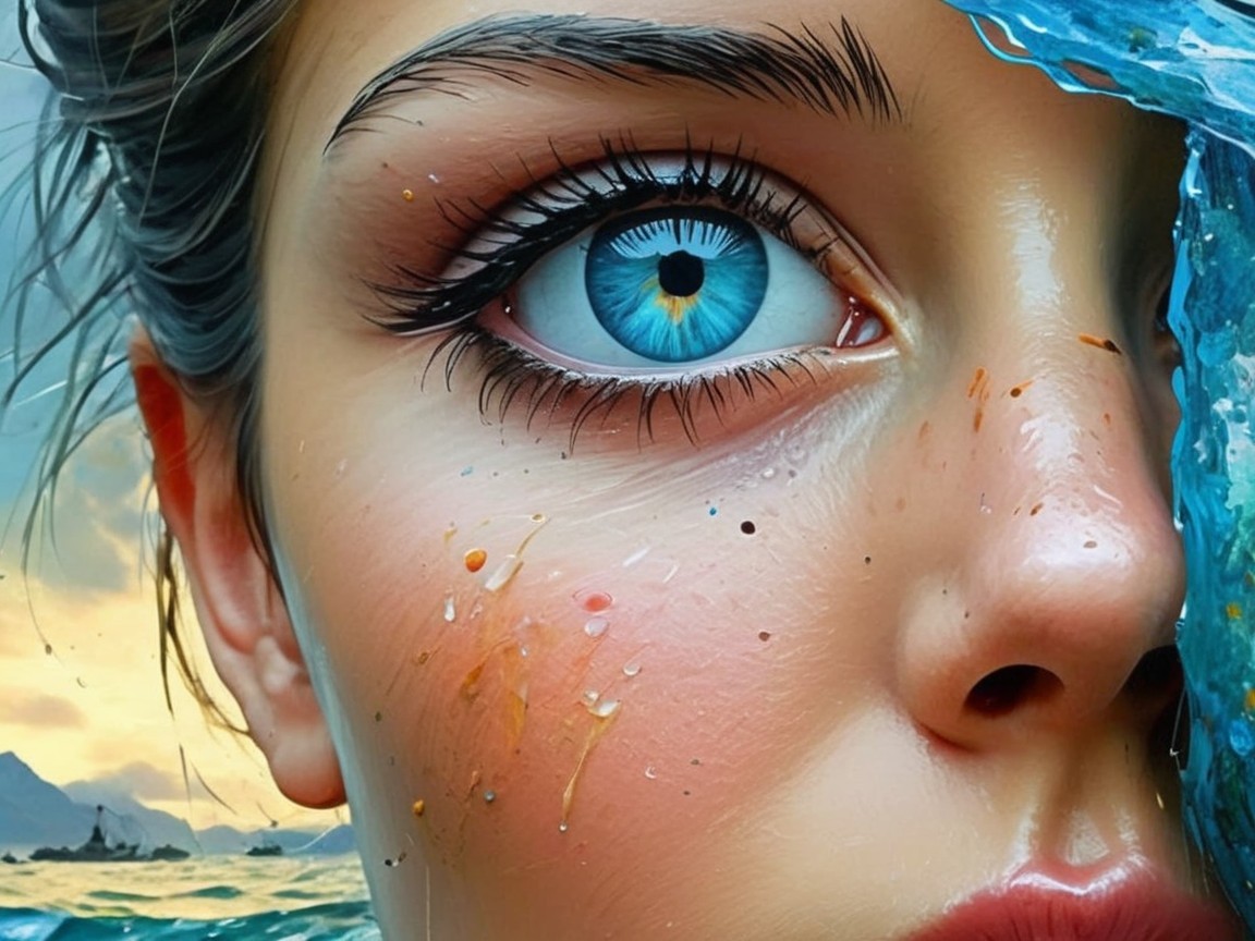 Close-Up of a Young Woman's Striking Blue Eye