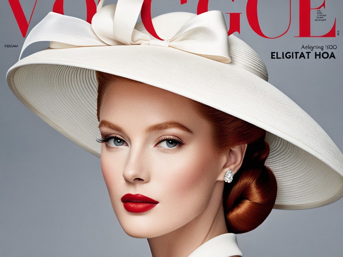 Glamorous magazine cover with elegant model and makeup