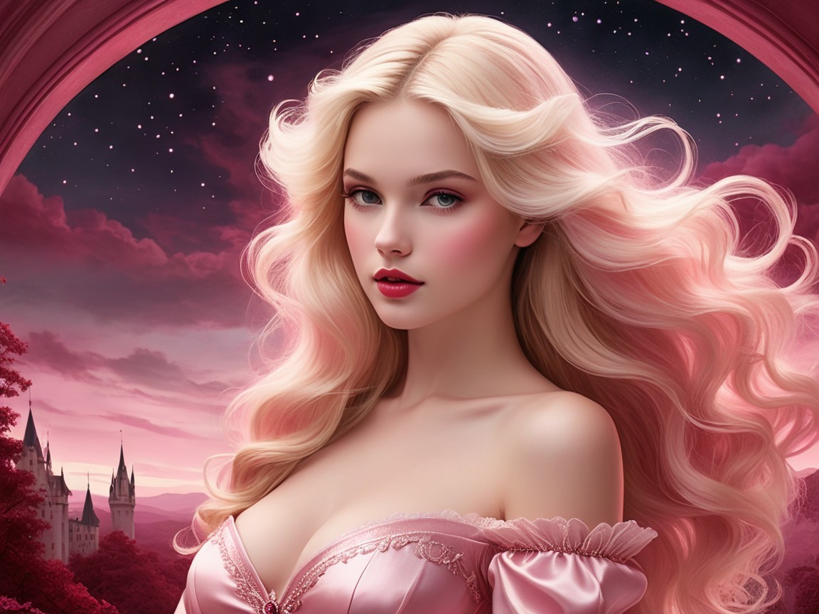 Dreamy Scene of a Woman in a Magical Landscape