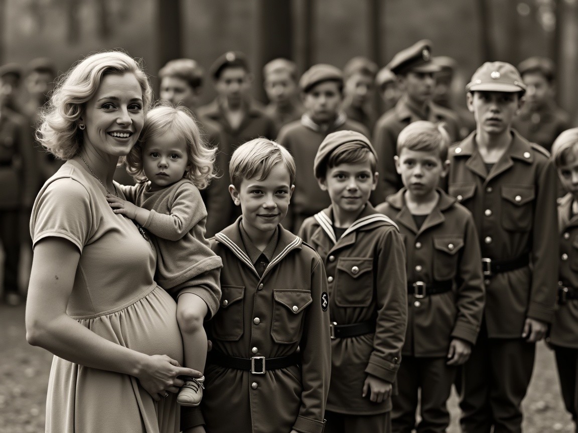 Nostalgic Photograph of Children in Military Uniforms