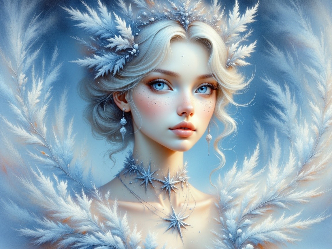 Portrait of a Young Woman with Icy-Blue Eyes