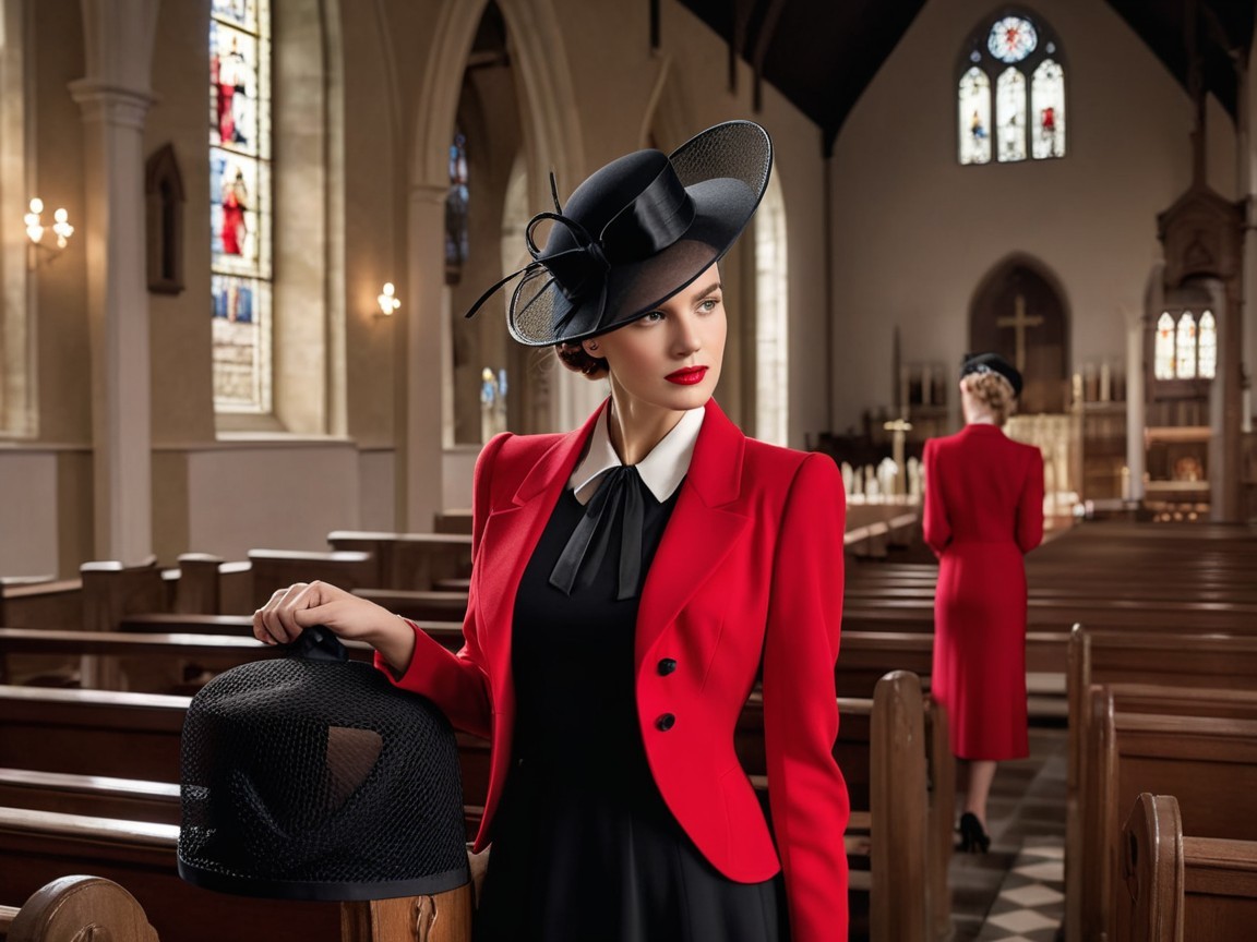 Stylish Women in Church with Colorful Stained Glass