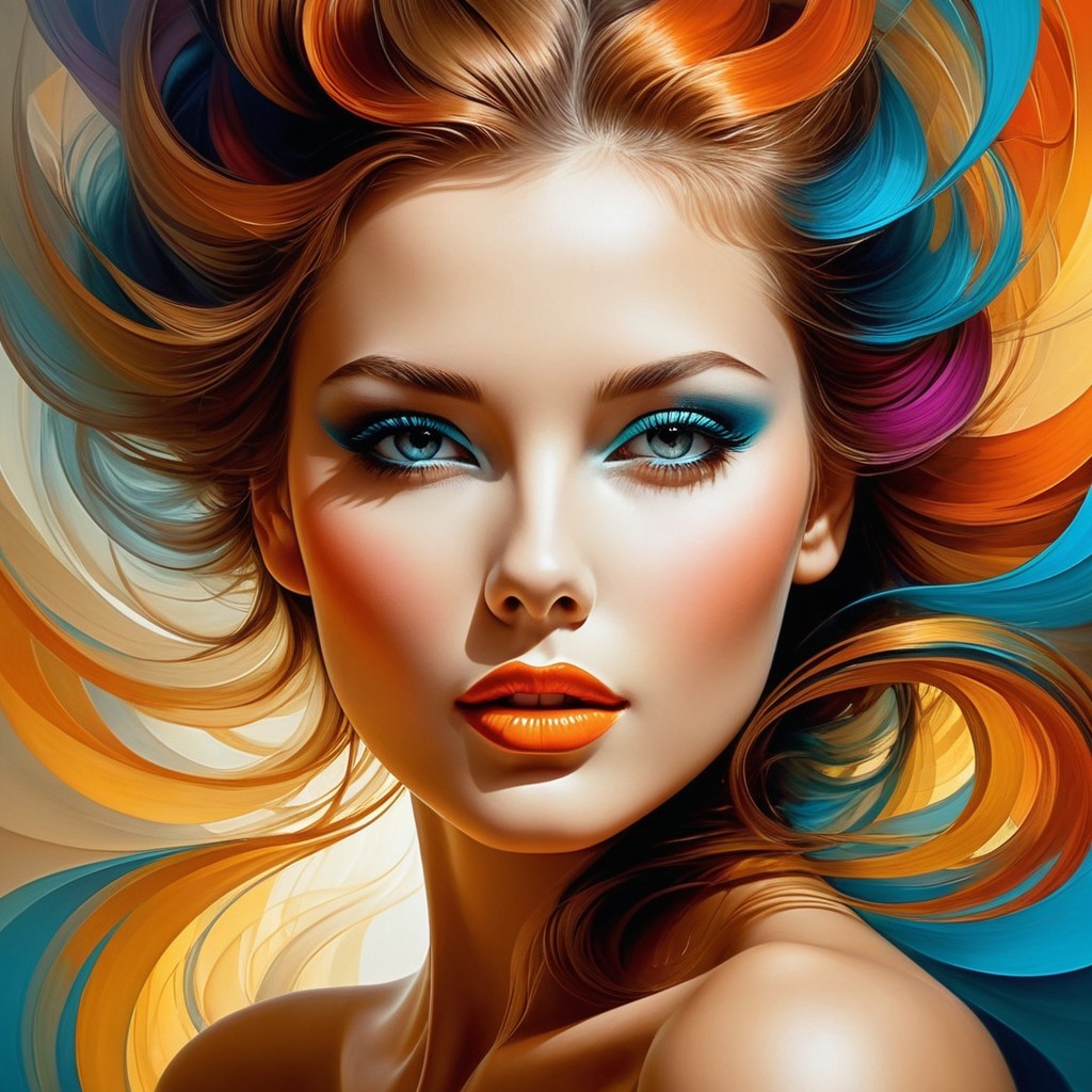 Vibrant Portrait of a Woman with Colorful Hair