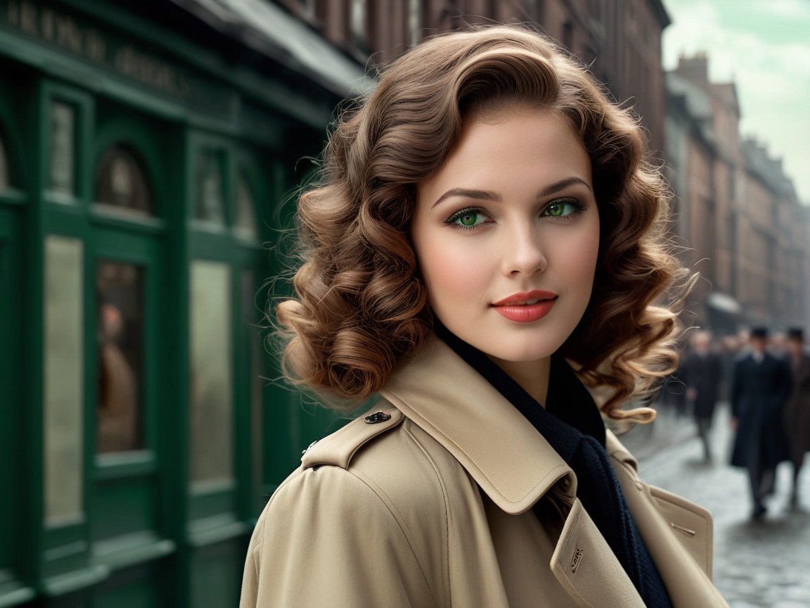 Elegant Young Woman on Charming Historic Street