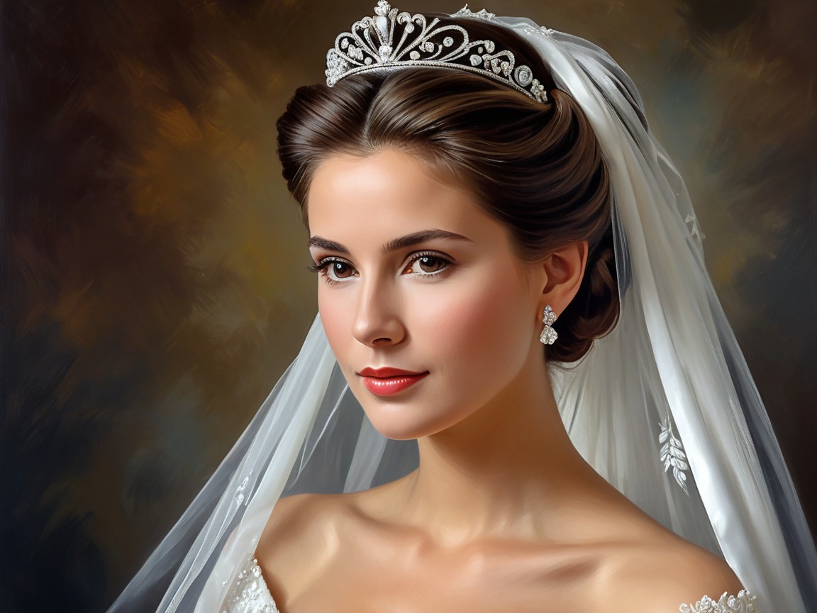 Elegant Bride with Tiara and Delicate Veil