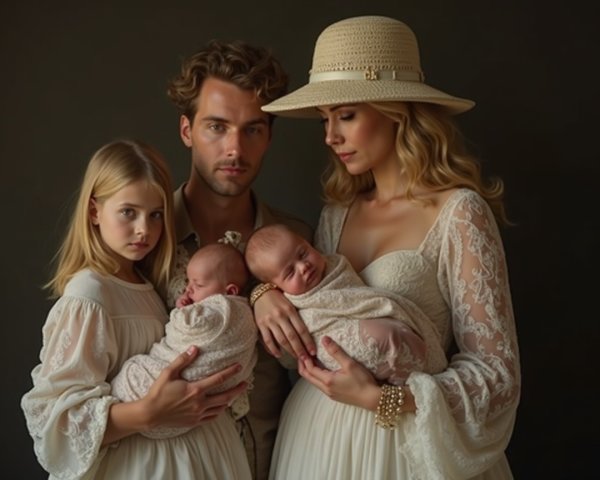 Family Portrait with Parents, Infants, and Older Daughter