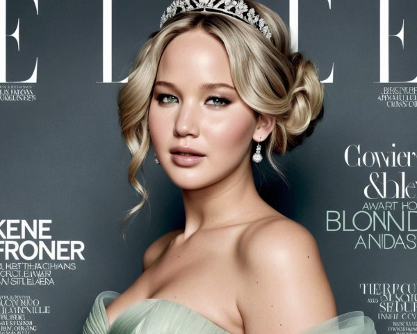 Glamorous Magazine Cover with Elegant Woman and Tiara