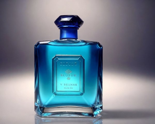 Elegant Blue Glass Bottle with Diamond-Cut Stopper