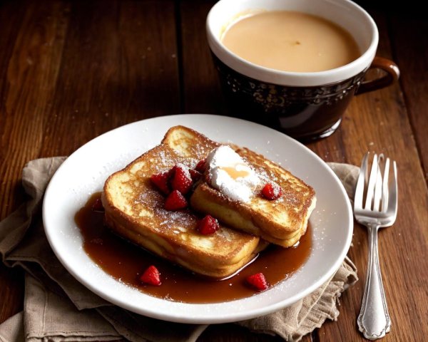 Cozy Breakfast Scene with French Toast and Coffee