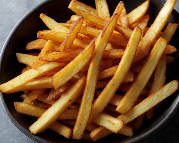 Golden-Brown Crispy French Fries in a Bowl