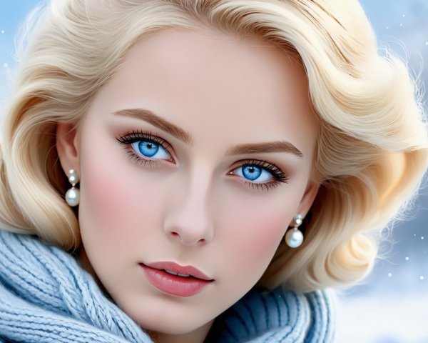 Close-up Portrait of a Young Woman in Winter Setting