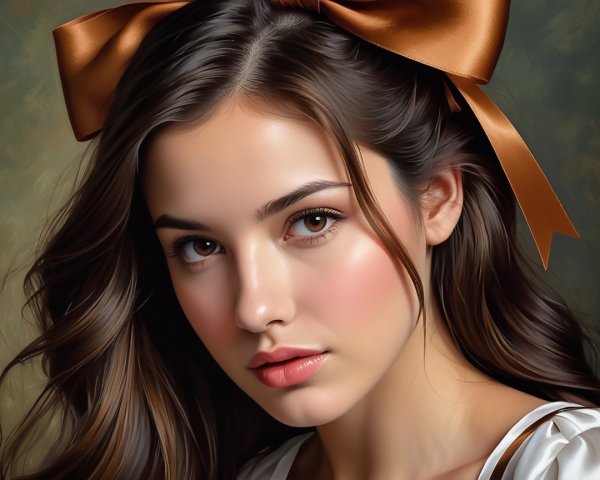 Young woman with elegant bow and natural makeup