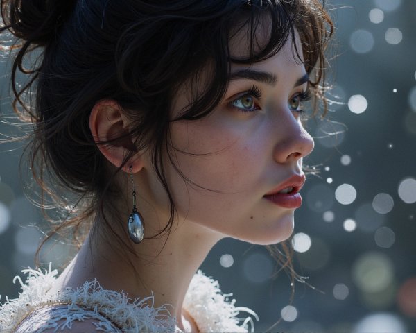 Young woman in natural light with serene expression