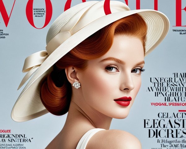 Glamorous Magazine Cover with Elegant Model and Hat