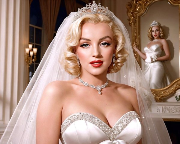 Bridal Portrait of a Glamorous Woman in Wedding Gown