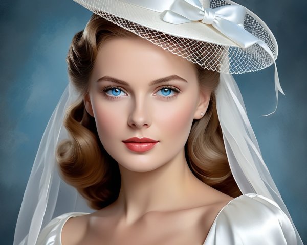 Elegant Bridal Portrait with Vintage Hairstyle and Veil