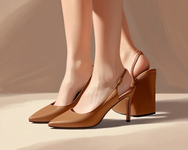 Stylish Tan Slingback Heels with Chunky Heel Design