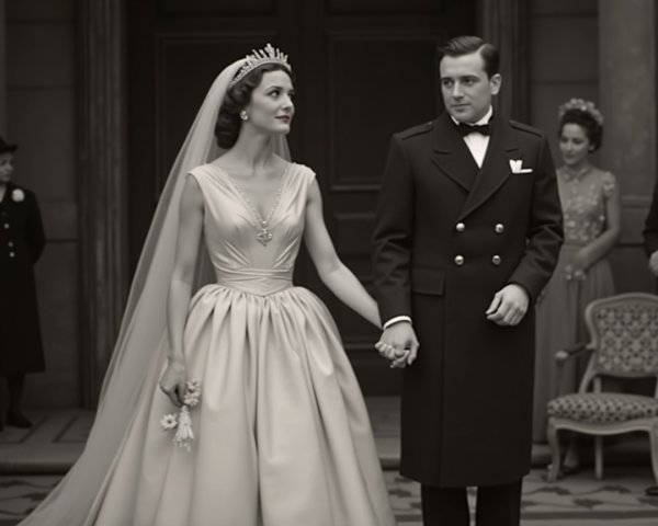 Elegant Vintage Wedding Couple in Formal Attire