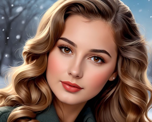 Young woman with blonde hair in winter setting