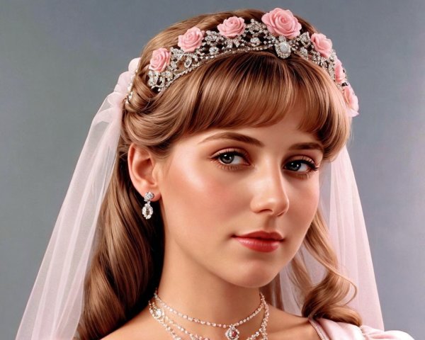 Elegant Bridal Look with Tiara and Pearl Accessories