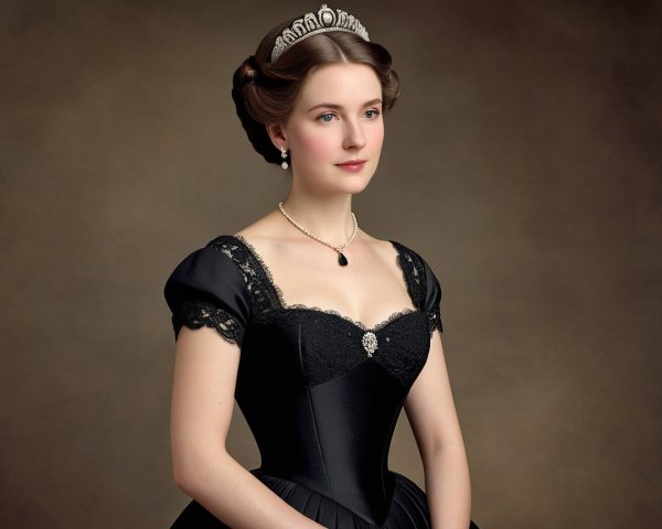 Elegant portrait of a woman in a black gown