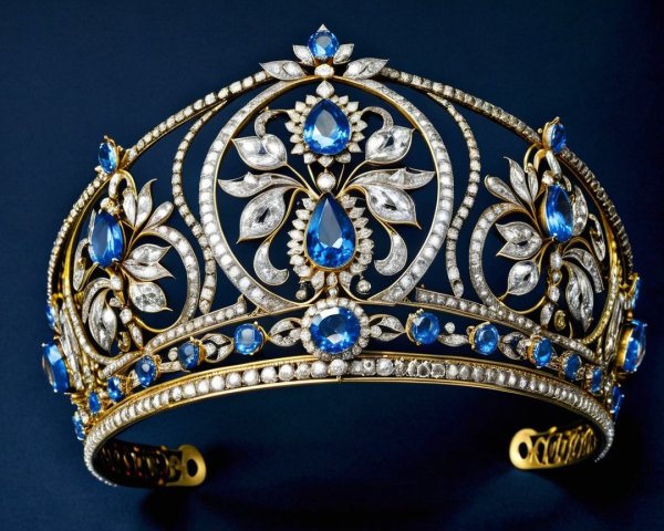 Elegant Crown with Blue Gemstones and Diamonds